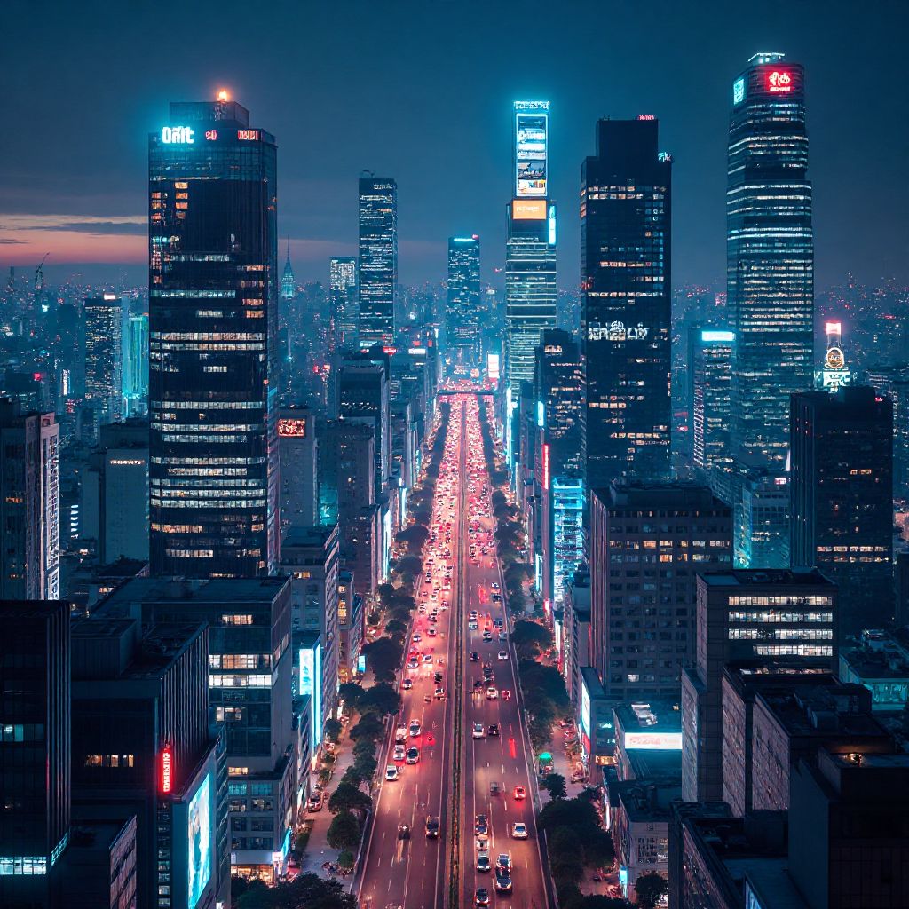 Tokyo modern cityscape at night